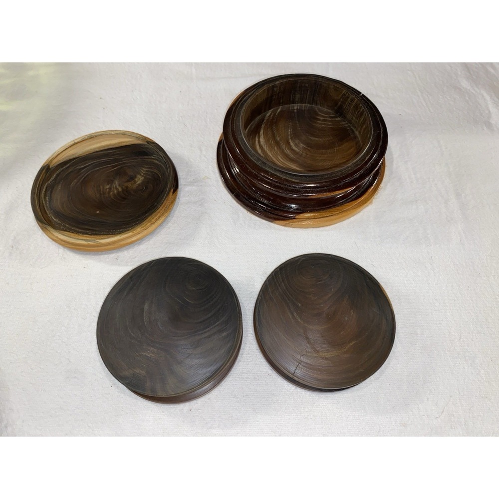 Jaimacan Wood Carved Coasters with Wooden Box